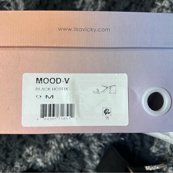 Lisa Vicky Mood Pavé Block Heel Slide Sandal in Black Hotfix 
NIB SIZE 9 - Picture 8 of 8